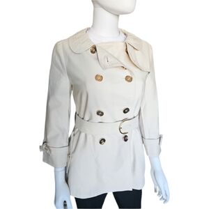 COACH | Beige Cotton Blend Short Trench Coat With Cropped Sleeves in Size US 4